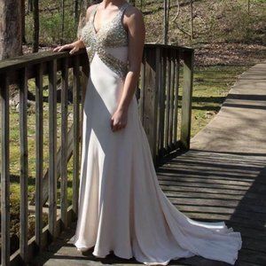 Ivory/gold prom dress/Formal gown Sz 2 - stunning